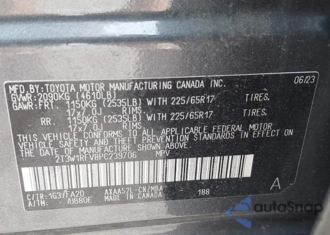 2023 Toyota Rav4 Xle из США, поврежденный, VIN 2T3W1RFV8PC239706